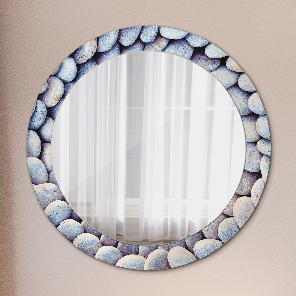 Round wall mirror decor Sea stones wheel