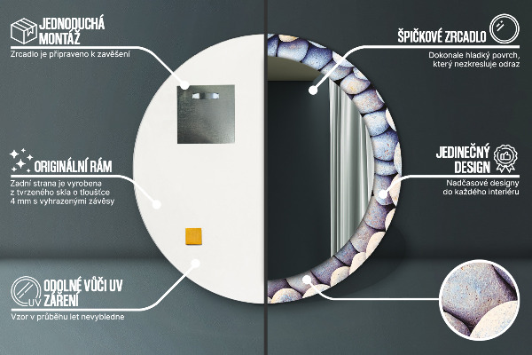 Round wall mirror decor Sea stones wheel