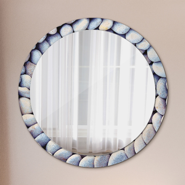 Round wall mirror decor Sea stones wheel