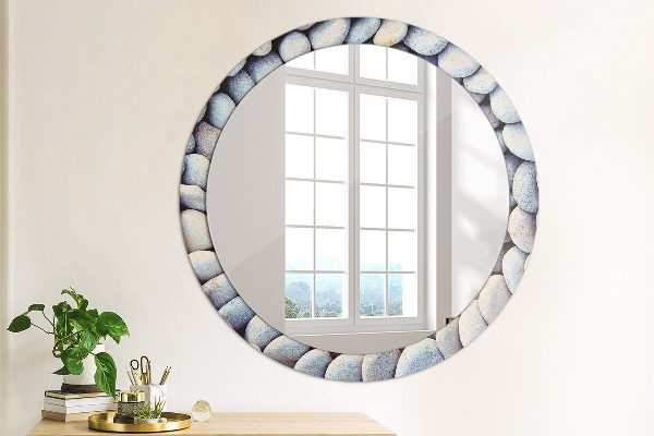 Round wall mirror decor Sea stones wheel