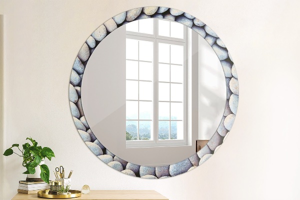 Round wall mirror decor Sea stones wheel