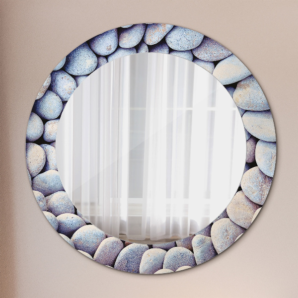 Round wall mirror decor Sea stones wheel