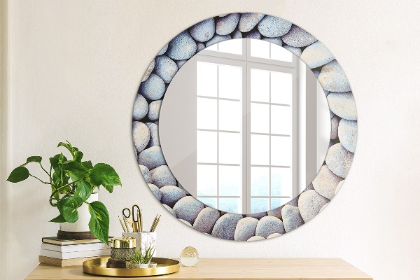 Round wall mirror decor Sea stones wheel