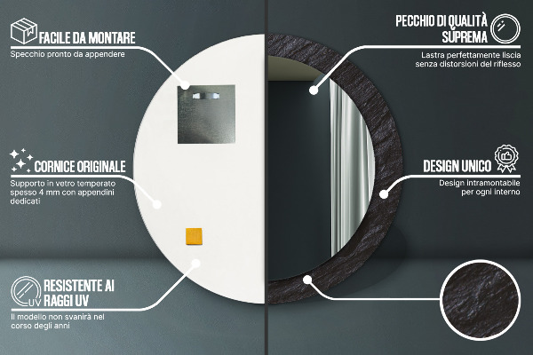 Round wall mirror decor Black stone