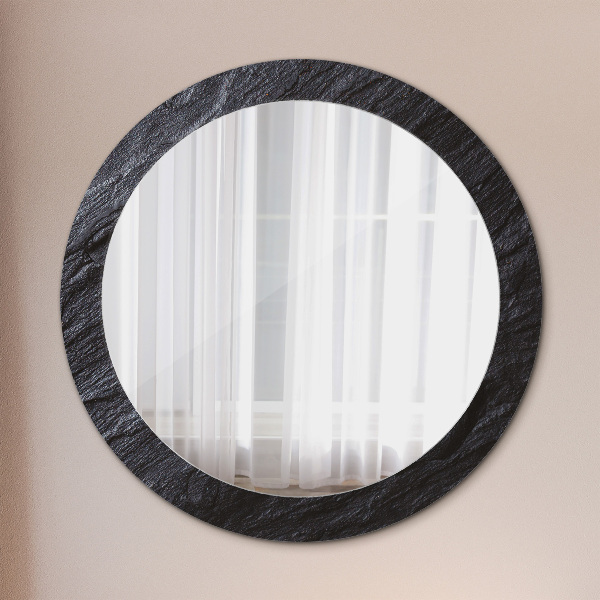 Round wall mirror decor Black stone