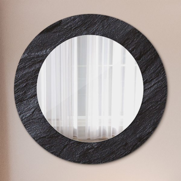 Round wall mirror decor Black stone