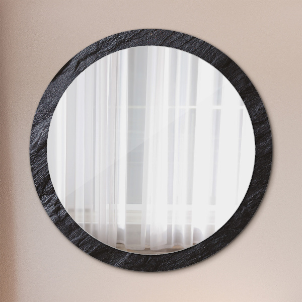 Round wall mirror decor Black stone