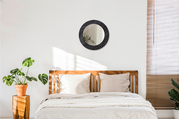 Round wall mirror decor Black stone