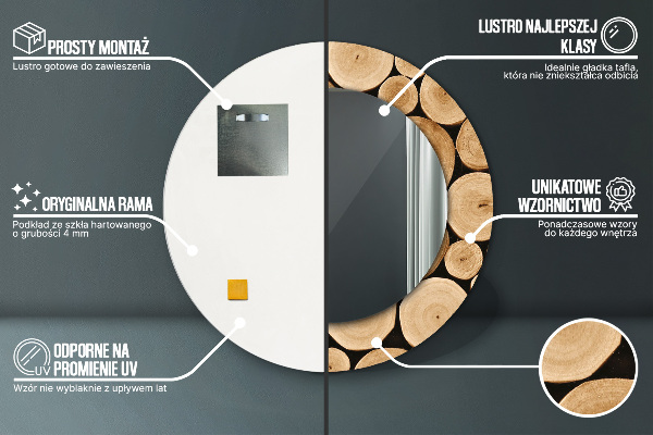 Round decorative mirror Wood logs