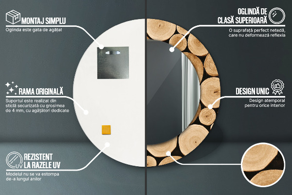 Round decorative mirror Wood logs