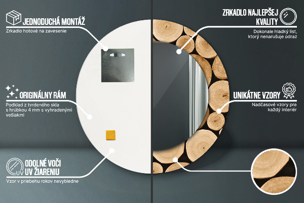 Round decorative mirror Wood logs