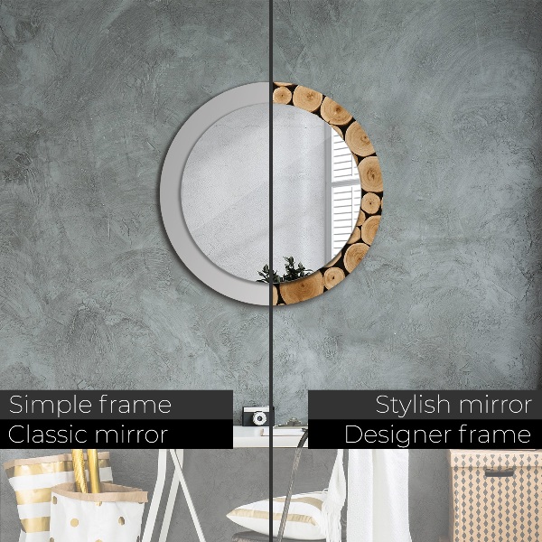 Round decorative mirror Wood logs