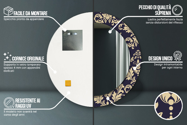 Round wall mirror decor Floral pattern