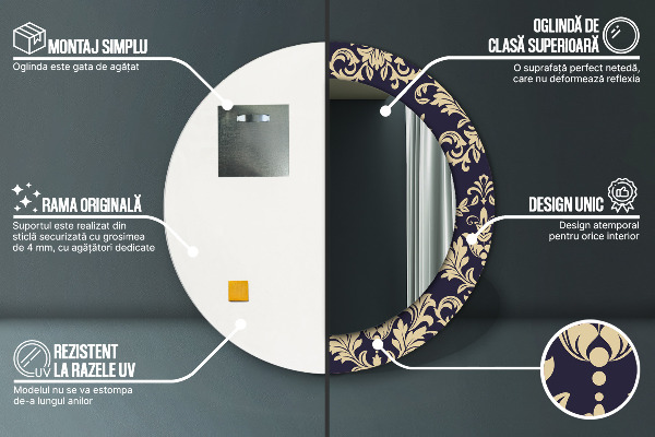 Round wall mirror decor Floral pattern