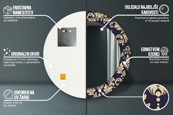 Round wall mirror decor Floral pattern