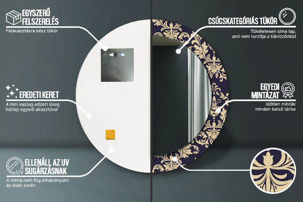 Round wall mirror decor Floral pattern