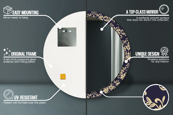 Round wall mirror decor Floral pattern