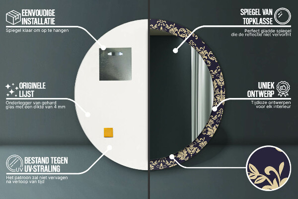 Round wall mirror decor Floral pattern