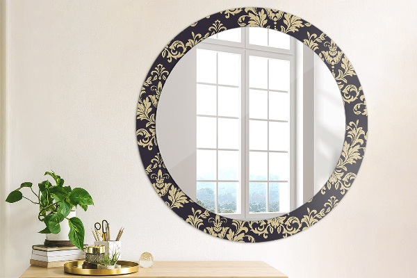 Round wall mirror decor Floral pattern