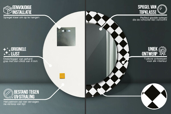 Round wall mirror decor Desk chess