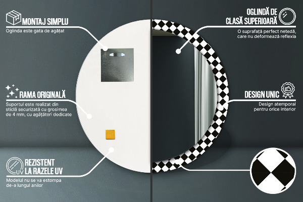 Round wall mirror decor Desk chess