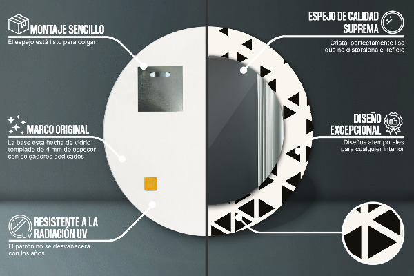 Round printed mirror Abstract geometric