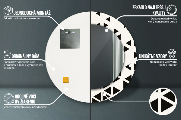 Round printed mirror Abstract geometric