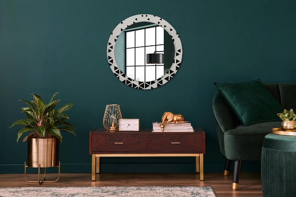 Round printed mirror Abstract geometric