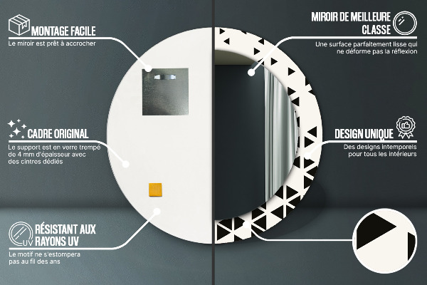 Round printed mirror Abstract geometric