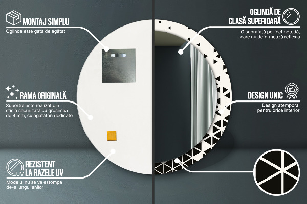 Round printed mirror Abstract geometric