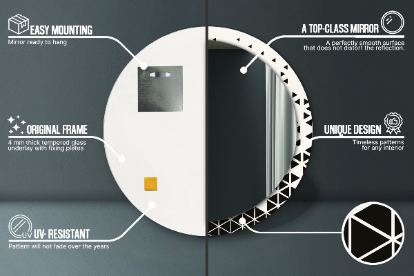 Round printed mirror Abstract geometric