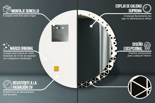 Round printed mirror Abstract geometric