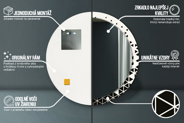 Round printed mirror Abstract geometric