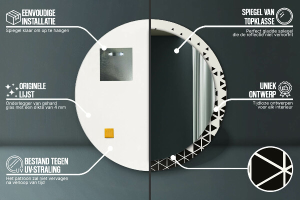 Round printed mirror Abstract geometric