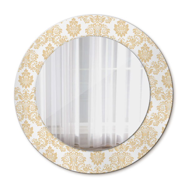 Round printed mirror Baroque damask