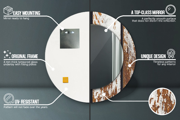 Round wall mirror design Vintage dark wood