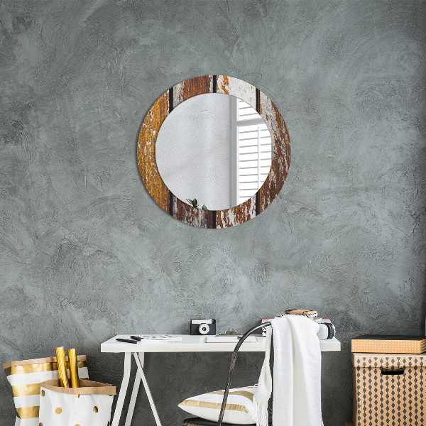 Round wall mirror design Vintage dark wood