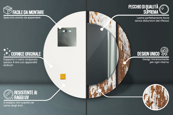 Round wall mirror design Vintage dark wood