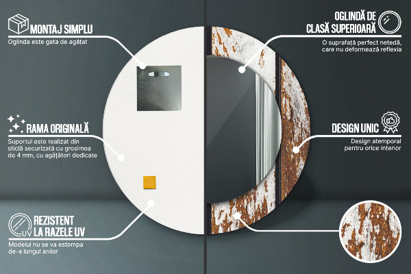 Round wall mirror design Vintage dark wood