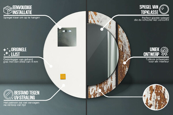 Round wall mirror design Vintage dark wood