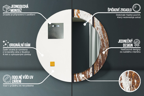 Round wall mirror design Vintage dark wood