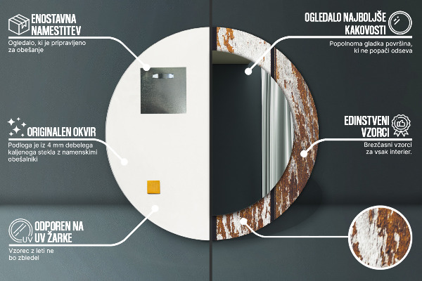 Round wall mirror design Vintage dark wood