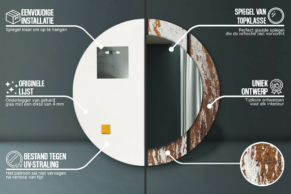 Round wall mirror design Vintage dark wood