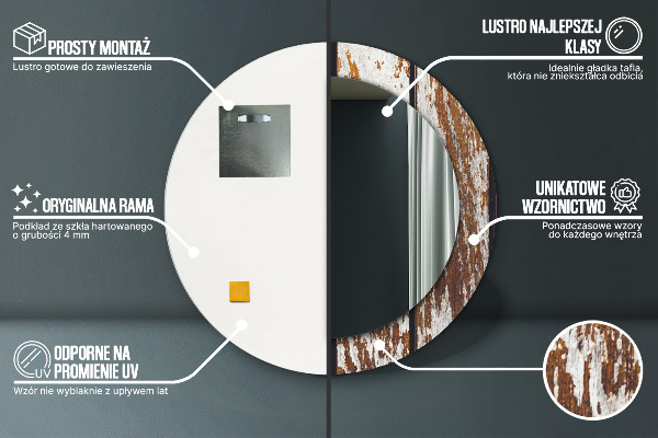 Round wall mirror design Vintage dark wood