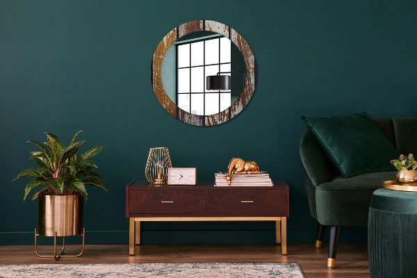 Round wall mirror design Vintage dark wood