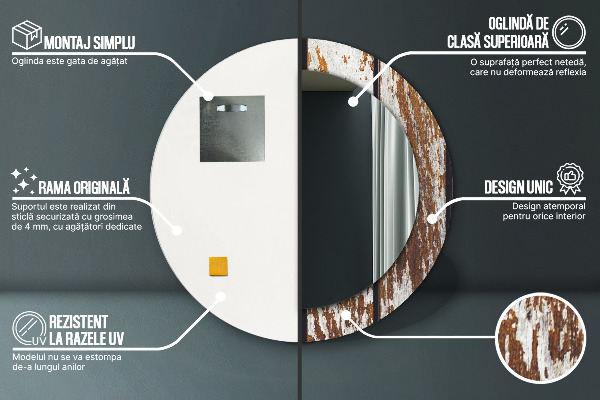 Round wall mirror design Vintage dark wood