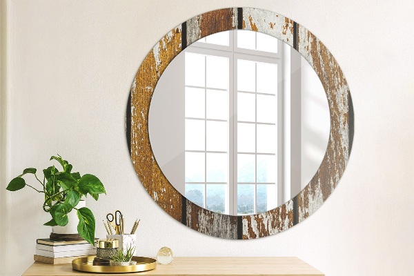 Round wall mirror design Vintage dark wood