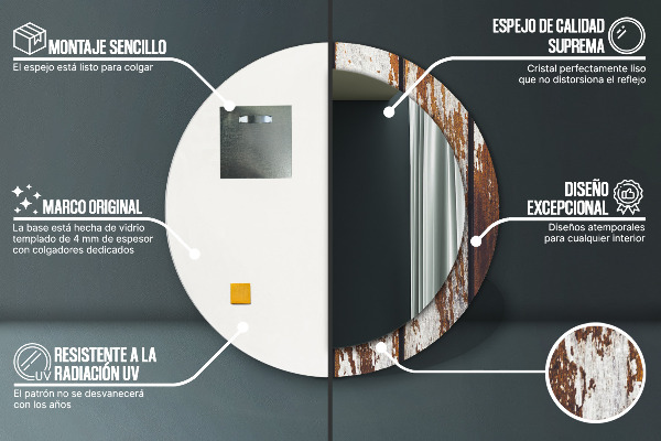 Round wall mirror design Vintage dark wood