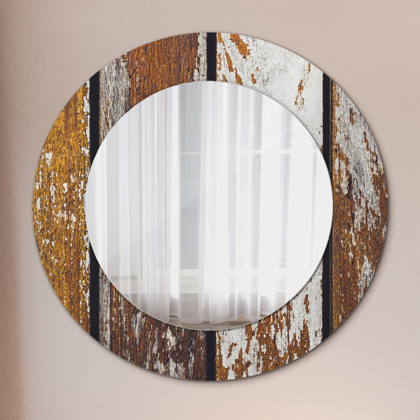 Round wall mirror design Vintage dark wood