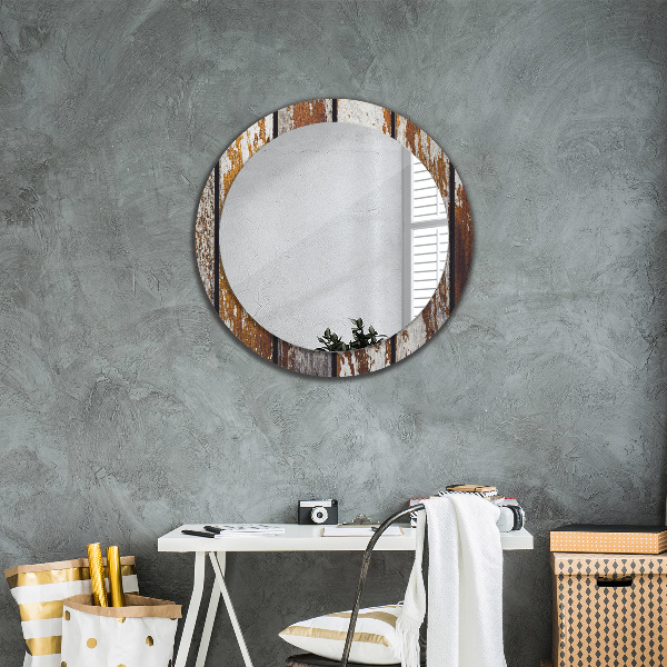 Round wall mirror design Vintage dark wood